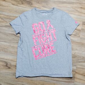 🩵Under Armour Gray Go, Fight, Cure Graphic Short Sleeve Shirt Youth Large